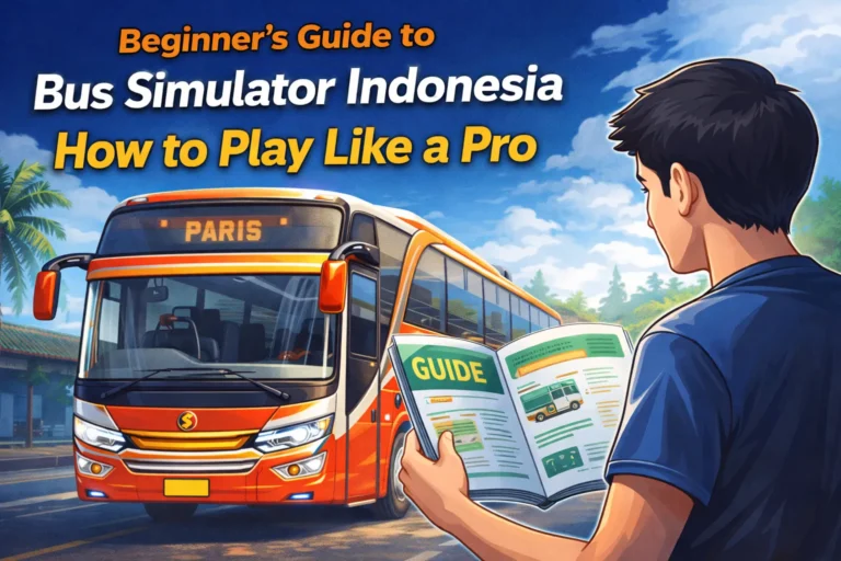 Beginner learning to drive bus in Bus Simulator Indonesia - Complete BUSSID tutorial guide for new players